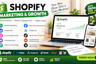 shopify promotion, ecommerce marketing expert marketing ads setup traffic growth