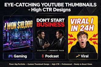 design eye catching youtube thambnail for high ctr