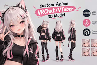 create a custom anime vrchat avatar or vtuber 3d model with vrm and rigging