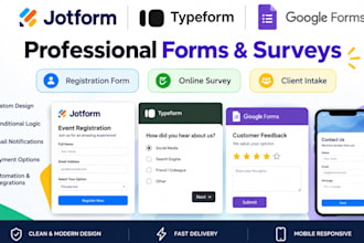 create jotform, typeform, google forms, surveys and automation
