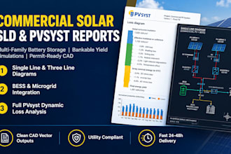 design complex commercial sld, multi family battery, pvsyst report