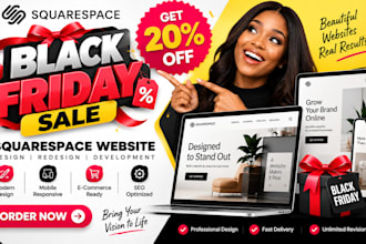 offer black friday 20 percent discount on squarespace design and redesign