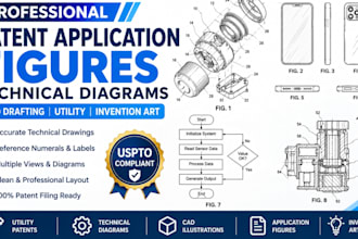 patent application figures technical diagrams cad drafting utility invention art
