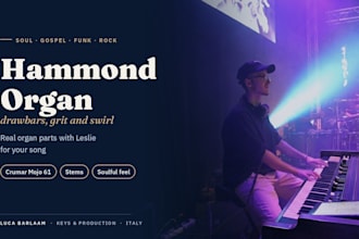 record hammond organ tracks for your soul, gospel, rock or funk song