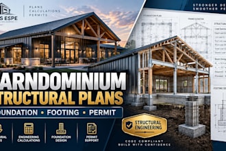 do barndominium structural plans, foundation and footing calculations for permit