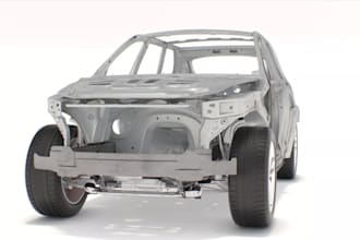 design 3d car body frame, automotive chassis, vehicle solidwords dfm, cnc print