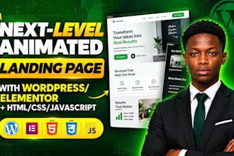 design wordpress elementor animated landing page or full website
