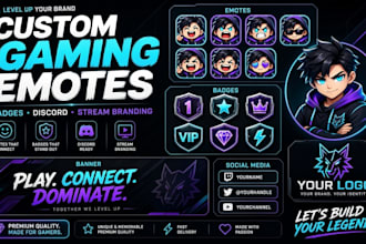 create gaming emotes badges discord emotes and streamer branding assets