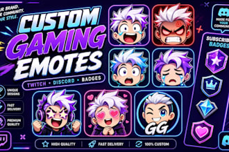 create gaming emotes badges discord twitch emotes and streamer branding assets