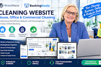 cleaning website, house and office, commercial cleaning wordpress bookingkoala