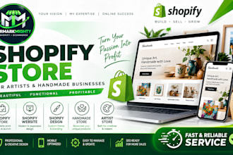 customise redesign ecommerce shopify store for artist craft and handmade sellers