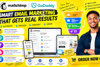 build mailchimp godaddy marketing automation email funnel setup and newsletter