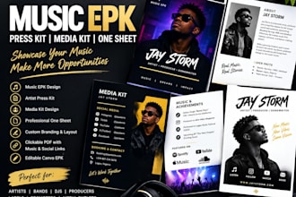 design music epk, artist press kit, media kit  professional one sheet music epk