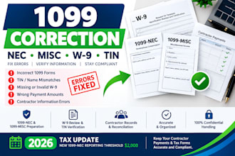 fix 1099 nec misc errors, prepare contractor forms and w9 compliance