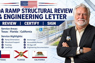 review and certify your ada ramp structural drawing and engineering letter