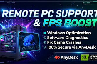 optimize windows, fix software errors and improve gaming fps via anydesk