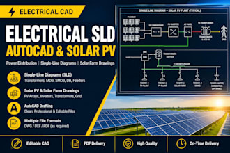design electrical slds in autocad and solar farm drawings