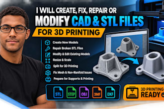 create, fix, repair or modify cad stl file for 3d printing