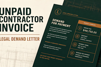draft a legal demand letter for contractor unpaid invoices