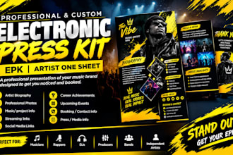 design a music epk artist press kit clickable PDF band epk and dj pres