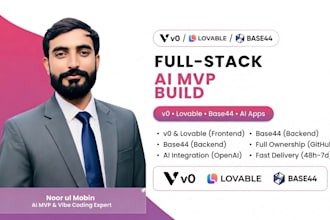 develop full stack ai mvp app using v0, lovable, and base44 vibe coding