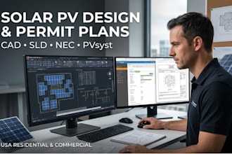 create solar pv permit drawings cad designs sld and nec plans