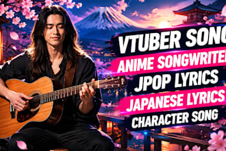 be your japanese anime songwriter for jpop lyrics vtuber song ost character song