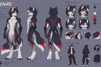 draw furry reference sheet fury art anthro fursona oc reference character design