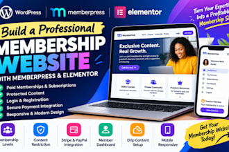 build a memberpress paid membership website with elementor