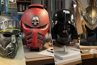 design 3d printable cosplay helmets, sculpt 3d halloween anime mask for printing