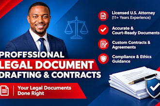 draft legal documents, contracts, compliance advice for ethics and civil right