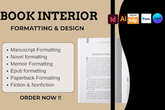 fiction novel, epub memoir manuscript formatting amazon kdp book interior design