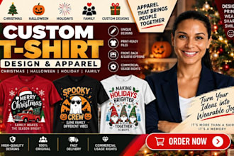 create christmas halloween holiday funnel t shirt design family apparel design