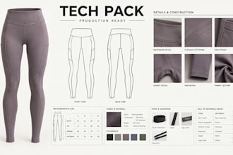 create an activewear tech pack for leggings and sportswear production