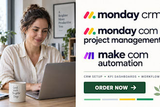 setup monday crm monday com project management monday com make com automation