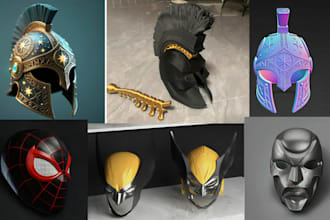 3d print and paint helmet, wearable helmet, anime mask, 3d cosplay armor, props