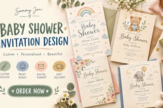 design a beautiful baby shower invitation for your special day