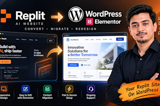 convert replit ai website ri wiedpress elmentor and  responsive design