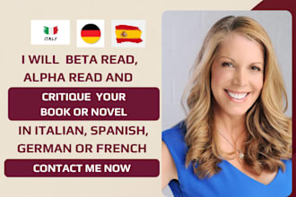 beta read, alpha read, critique book and novel in german italian spanish french