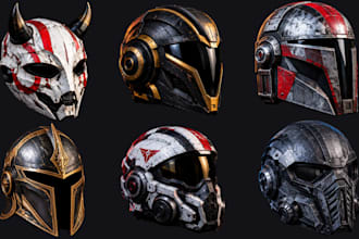3d print, paint and weather custom masks, helmets and cosplay props for cosplay