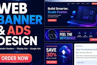 design web banner, display ads, website header and  google ads