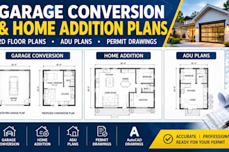 design garage conversion, home addition and permit drawings