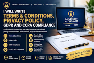 write terms and conditions, privacy policy, gdpr and ccpa compliance