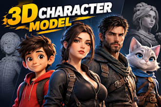 create 3d character modeling, sculpting and game ready 3d characters