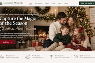 design wix christmas mini session website holiday photographer christmas website