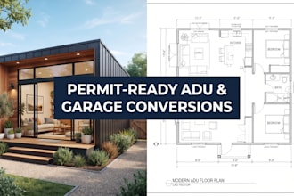 draw california and washington adu plans and garage conversion drawings