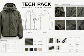 create a jacket and outerwear tech pack for manufacturing