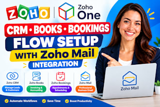 setup zoho one zoho crm books booking flow with zoho mail integration