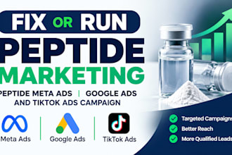 fix or run peptide marketing peptide meta ads google ads and tiktok ads campaign