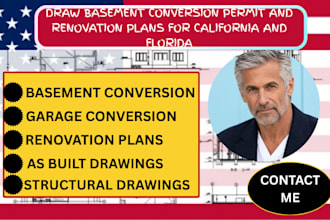 draw basement conversion permit and renovation plans for california and florida